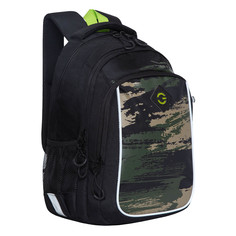 Рюкзак школьный Grizzly RB-252-3f /2 черный-хаки