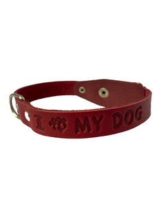 Ошейник Glogin Frais с тиснением My Dog Красный натур. кожа 18мм х 27-35см