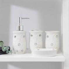 Доляна Изящный барельеф, дозатор, мыльница, 2 стакана