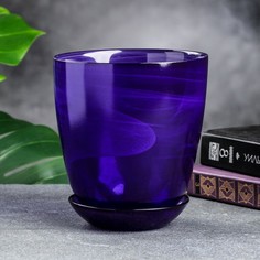 Цветочный горшок NiNaGlass с поддоном №3 алеб Р00002135 1 л лиловый 1 шт.