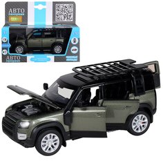 Машинка металлическая Автопанорама 1:32 Land Rover Defender 110, зеленый, своб ход колес