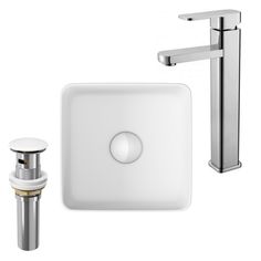 Раковина со смесителем (Раковина BAU квадратная 24х24 белая, смеситель Potato, выпуск) Bauedge