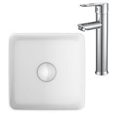 Раковина со смесителем (Раковина BAU квадратная, смеситель Diadonna) Bauedge