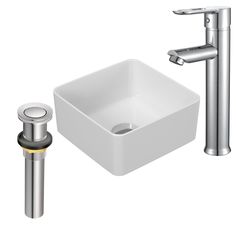 Раковина со смесителем (Раковина BAU квадратная 24х24, смеситель Diadonna, выпуск) Bauedge