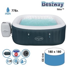 SPA бассейн Ibiza AirJet, 180 x 180 x 66 см, фильтр-насос, тент, дозатор для химии, аэрома Bestway