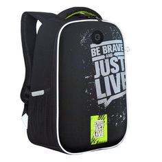 Рюкзак Grizzly школьный для мальчика RAw-397-10 (/2 черный - салатовый)