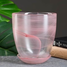 Цветочный горшок NiNaGlass с поддоном №4 алеб Р00002135 2 л розовый 1 шт.