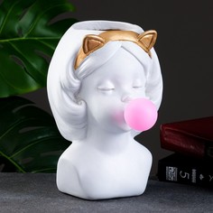 Цветочное кашпо Take It Easy Девочка с жвачкой Р00019392 0,7 л белый розовый 1 шт.