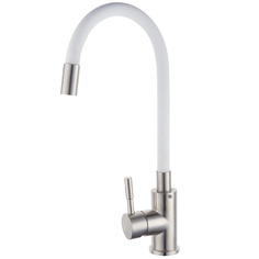 Смеситель для кухни РМС гибкий излив, белый/сатин SUS124W-016F