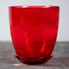 Цветочный горшок NiNaGlass с поддоном №4 алебастр Р00002135 2 л красный 1 шт.