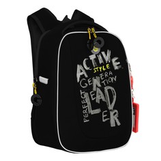 Рюкзак школьный Grizzly RAf-393-2 /2 черный-желтый