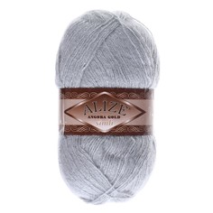 Пряжа ALIZE Angora Gold Simli, 500 мх100 г, 21 серая