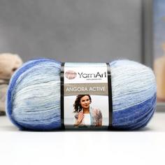 Пряжа YarnArt Angora Active, 25% мохер, 75% акрил, 500 м/100 гр, (842 синий-голубой-белый)