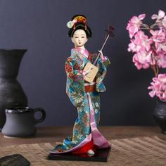 КНР "Гейша в цветочном кимоно с музыкальным инструментом" 30 см No Brand
