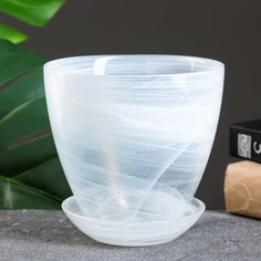 Цветочный горшок NiNaGlass с поддоном №2 алеб Р00002135 0,85 л белый 1 шт.