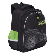 Рюкзак школьный Grizzly RAz-387-8 /2 черный-салатовый