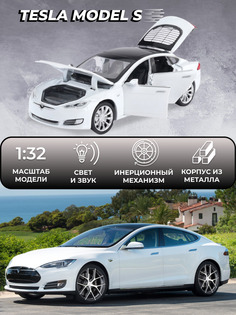 Коллекционная машинка металлическая OUBAOLOON Tesla Model S инерционная 68063