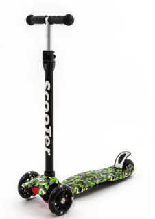 Самокат Scooter BKS-210 3-х колес. с подсвет graphic 14 50 кг хаки