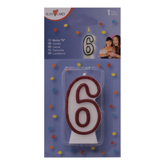 Свеча праздничная цифра 6 Susy Card 8,5 см в ассортименте