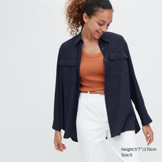 Рубашка женская UNIQLO 456158COL69 синяя L (доставка из-за рубежа)
