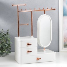 Шкатулка для украшений пластик, зеркало "Белоснежная" 37,5х15х25 см No Brand