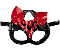 Маска кошки BDSM Арсенал черно-красная лакированная