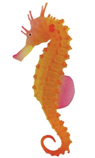 Декор для аквариума Морской конек из силикона, оранжевый, 15см No Brand