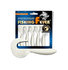 Твистер AQUA FishingFever ARGO, 8,5cm, 6,8g, 4 шт, 001 (белый), 1 уп.