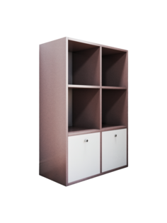 Стеллаж Малави вертикальный Wood&Stone с дверцами розовый жемчуг