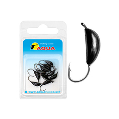 Мормышка вольфрамовая AQUA "Банан с ушком" (10 штук в упаковке), Диаметр 5,0 черный лак