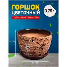 Цветочный горшок Витраж с подставкой 0,75 л разноцветный 1 шт. No Brand
