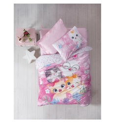 Комплект детского постельного белья Cotton Box Милые котята, хлопок, 1,5 спальный, розовый