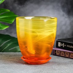 Цветочный горшок NiNaGlass с поддоном №4 алеб Р00002135 2 л желто-оранжевый 1 шт.