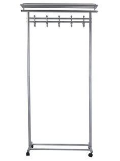 Вешалка напольная на колесах Мебелик М 9 металлик с крючками