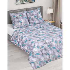 Постельное белье 2 спальное простынь на резинке бязь Серебряные листья Арт Дизайн