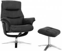 Кресло реклайнер механическое Falto Relax Boss 7826A с пуфом для ног - темно-серое (нубук)