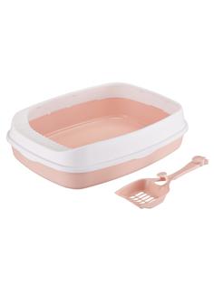 Туалет-лоток с бортиками Pet-it Classic 46*34*12 совок в комплекте розовый