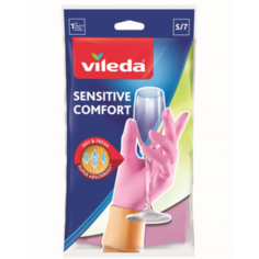 Перчатки Vileda Candy Sensitive Виледа Кенди Сенсетив розовые размер S