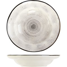 Тарелка Kunstwerk глубокая Пастораль 230х230х50мм, фарфор, серый