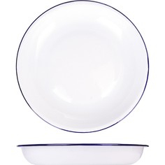 Тарелка Prohotel глубокая эмалированная 500мл, 215х215х33мм, белый-синий