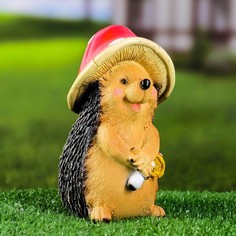 Садовая фигура "Еж в шляпе мухомора" 9x10x15,5см Хорошие сувениры