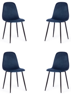 Комплект стульев (4 шт.) Tetchair BREEZE (mod. 4724), вельвет/металл, синий/черный