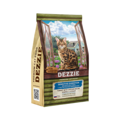 Сухой корм для кошек с чувствительным пищеварением DEZZIE, Индейка с Курицей, 400 г