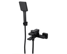 Смеситель для ванны BELZ B60613-7 с коротким изливом и душевым гарнитуром, чёрный