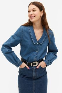Рубашка женская Monki 1135337002 синяя XL (доставка из-за рубежа)