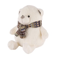 MaxiToys Мягкая игрушка «Мишка Сноу с шарфом», цвет белый, 23 см