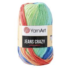 Пряжа YarnArt Jeans crazy 55% хлопок, 45% акрил 160 м, 1 шт, 50 г, 8209 синий-салатовый