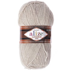 Пряжа ALIZE Lanagold fine, 49% шерсть, 51% акрил, 390 мх100 г, 152 бежевый меланж