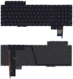 Клавиатура для ноутбука Asus ROG G752 G752VL G752VS черная без рамки, красная подсветка No Brand