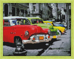 Алмазная мозаика Цветной Автомобили ретро QA202723 на подрамнике 50х40